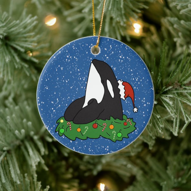 Christmas Orca Killer Whale Keramik Ornament (Baum)