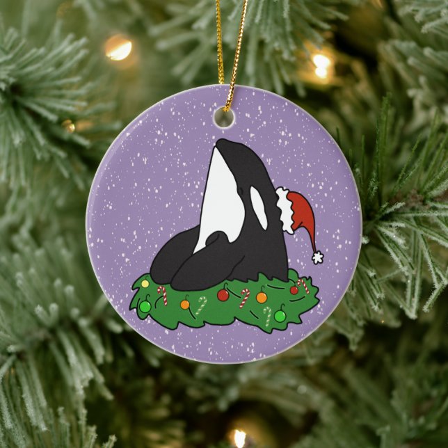 Christmas Orca Killer Whale Keramik Ornament (Baum)