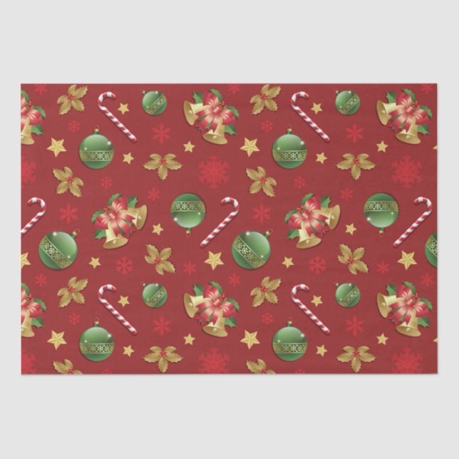 Christmas Ornamant  & Candy Cane Pattern Seidenpapier (Vorderseite)