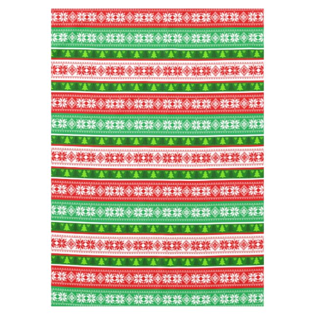 CHRISTMAS ORNAMENS DESIGN RED WHITE GREEN TISCHDECKE (Vorderseite)