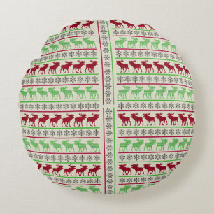 CHRISTMAS ORNAMENS REINDEER RUNDES KISSEN