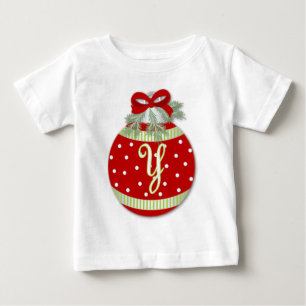 CHRISTMAS ORNAMENT INITIAL BABY T-SHIRT