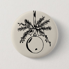 Christmas ornament with bow and pine branch button