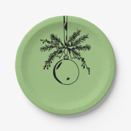 Christmas ornament with bow and pine branch pappteller