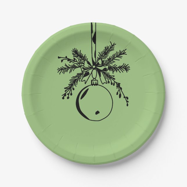 Christmas ornament with bow and pine branch pappteller