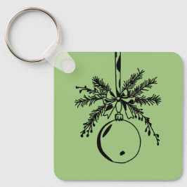 Christmas ornament with bow and pine branch schlüsselanhänger