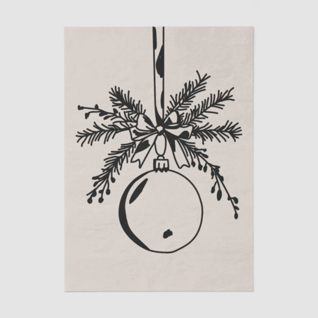 Christmas ornament with bow and pine branch seidenpapier (Vorderseite)