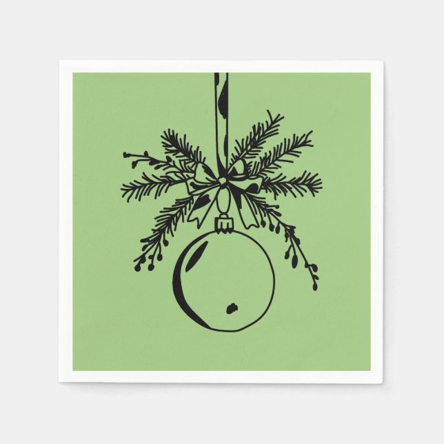 Christmas ornament with bow and pine branch serviette (Vorderseite)