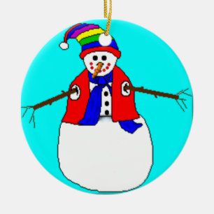 CHRISTMAS ORNAMENTS - FARBHAFTE, FUNNY SNOWMAN GIF KERAMIKORNAMENT