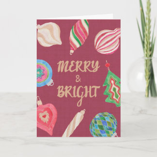 Christmas ornaments merry & bright Christmas card Karte