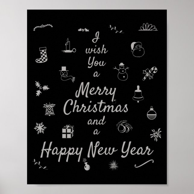 Christmas Ornaments Merry Xmas Happy New Year  Poster (Vorne)