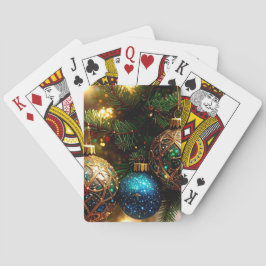 Christmas Ornaments on Evergreen Tree Holiday Spielkarten