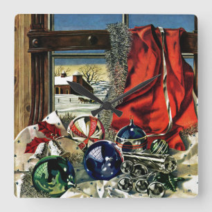 Christmas Ornaments Quadratische Wanduhr