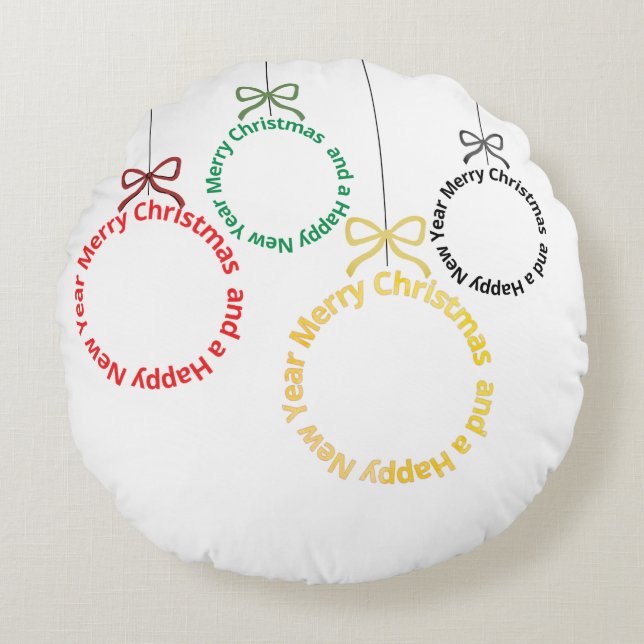 Christmas Ornaments Text Design Rundes Kissen (Vorderseite)
