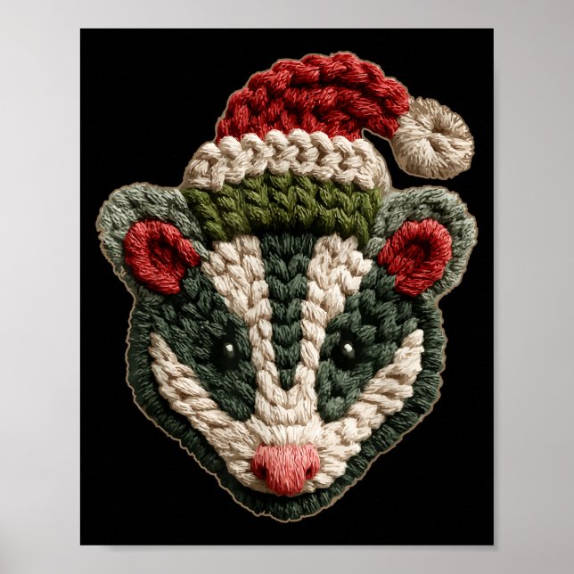 Christmas Ossum Santa Hat Forest Animal Winter Aes Poster (Vorne)