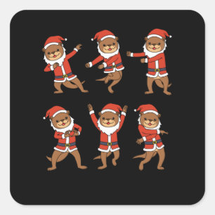 Christmas Otter Frauen Otter Yoga Geschenke Kinder Quadratischer Aufkleber