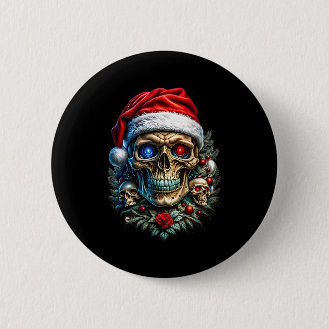 Christmas Outfit Skull Christmas Death Heavy Xmas  Button (Vorderseite)
