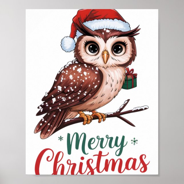 Christmas Owl Festive Design Merry Christmas  Poster (Vorne)