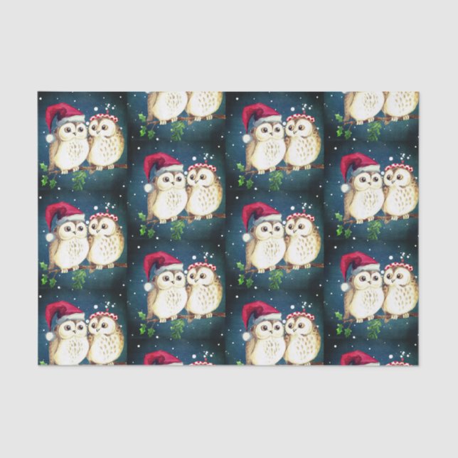 CHRISTMAS OWLS Tissue Paper Seidenpapier (Vorderseite)