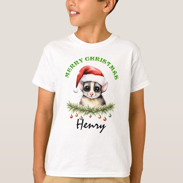 Christmas Oz Animals Sugar Glider Fam Matching Boy T-Shirt (Vorderseite)