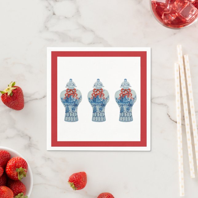 Christmas Painted Blue und White Ginger Jar Serviette (Beispiel)
