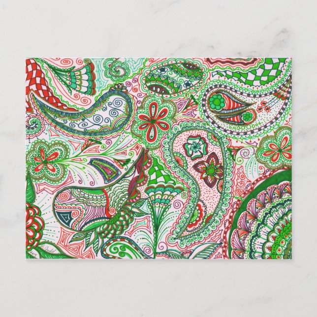 Christmas Paisley Post Card Feiertagspostkarte (Vorderseite)