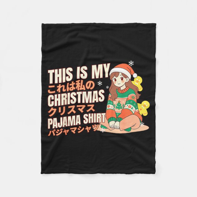Christmas Pajama Anime Girl Japanese Manga Otaku  Fleecedecke (Vorderseite)