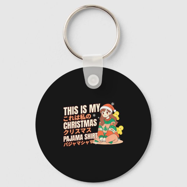 Christmas Pajama Anime Girl Japanese Manga Otaku  Schlüsselanhänger (Vorderseite)