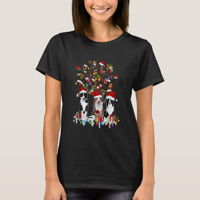 Christmas Pajama Border Collie Tree Xmas Dog Vater T-Shirt (Vorderseite)