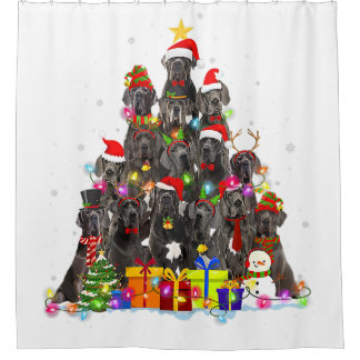 Christmas Pajama Dane Tree Xmas Hund Vater Mama Duschvorhang