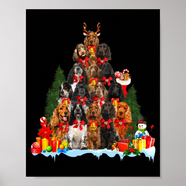 Christmas Pajama English Er Spaniel Xmas Tree  Poster (Vorne)