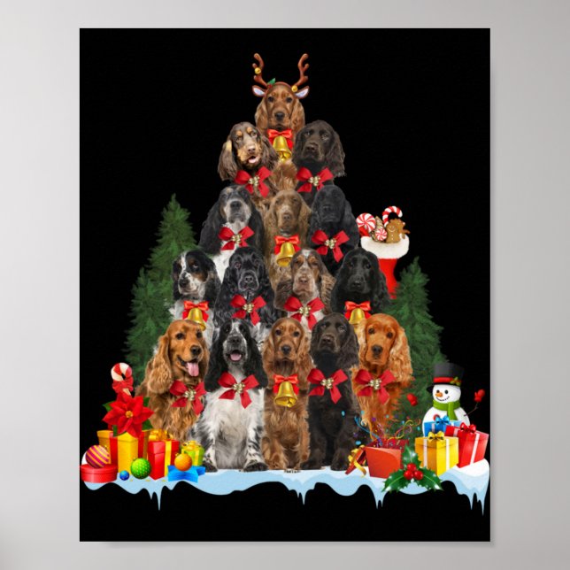 Christmas Pajama English Er Spaniel Xmas Tree T Sh Poster (Vorne)