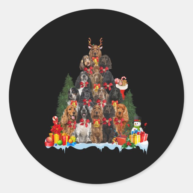 Christmas Pajama English Er Spaniel Xmas Tree T Sh Runder Aufkleber (Vorderseite)