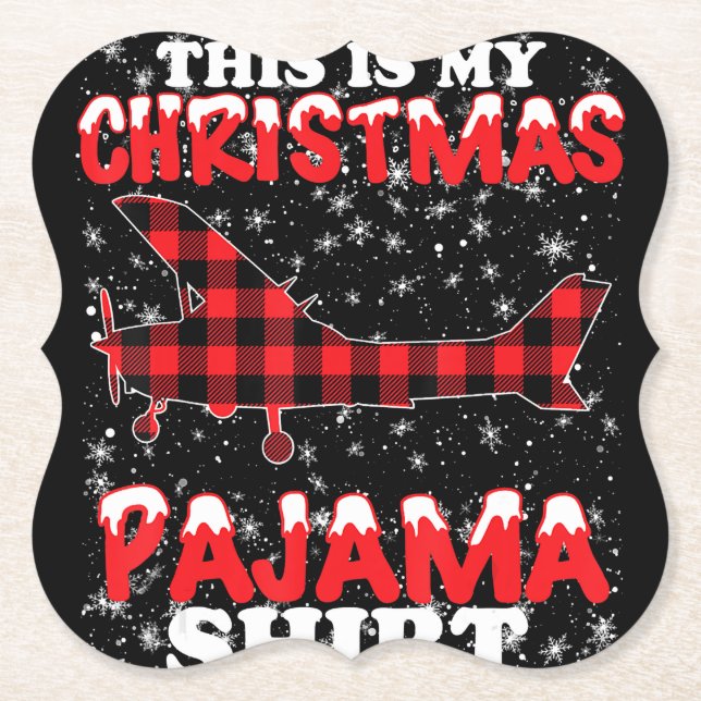 Christmas Pajama Funny Aviation Airplan Geschenk Untersetzer (Vorderseite)