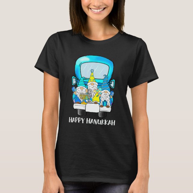 Christmas Pajama Gnomes On Truck Happy Hanukkah Me T-Shirt (Vorderseite)