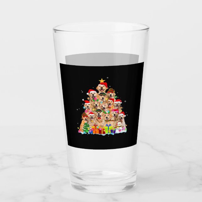 Christmas Pajama Golden Retriever Tree Xmas Gift D Glas (Vorderseite)