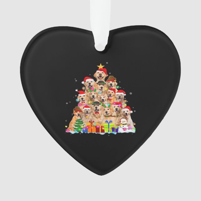 Christmas Pajama Golden Retriever Tree Xmas Gift D Ornament (Vorderseite)