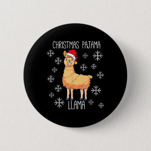 Christmas Pajama Llama Button