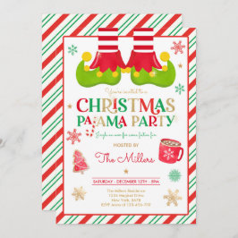 Christmas Pajama Party Elf Holiday Pajama Party Einladung