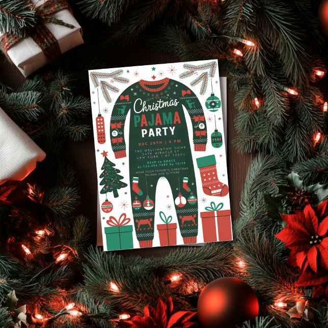 Christmas Pajama Party Holiday Kids Party Einladung (Von Creator hochgeladen)
