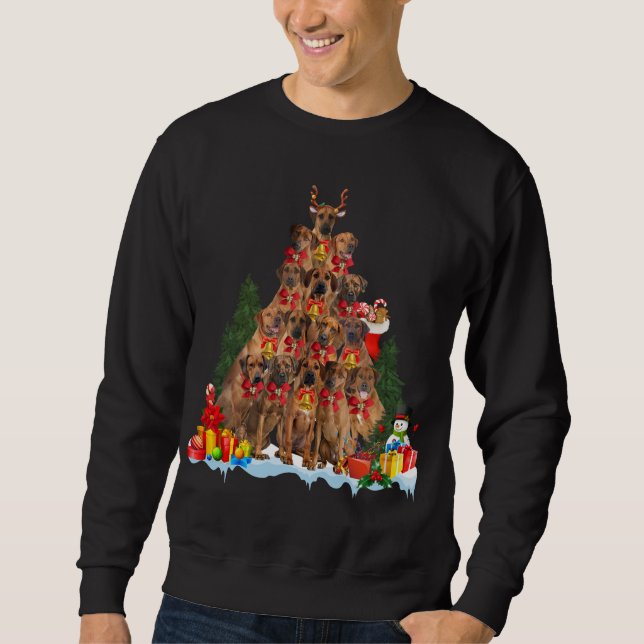 Christmas Pajama Rhodesian Ridgeback Xmas Tree Gif Sweatshirt (Vorderseite)