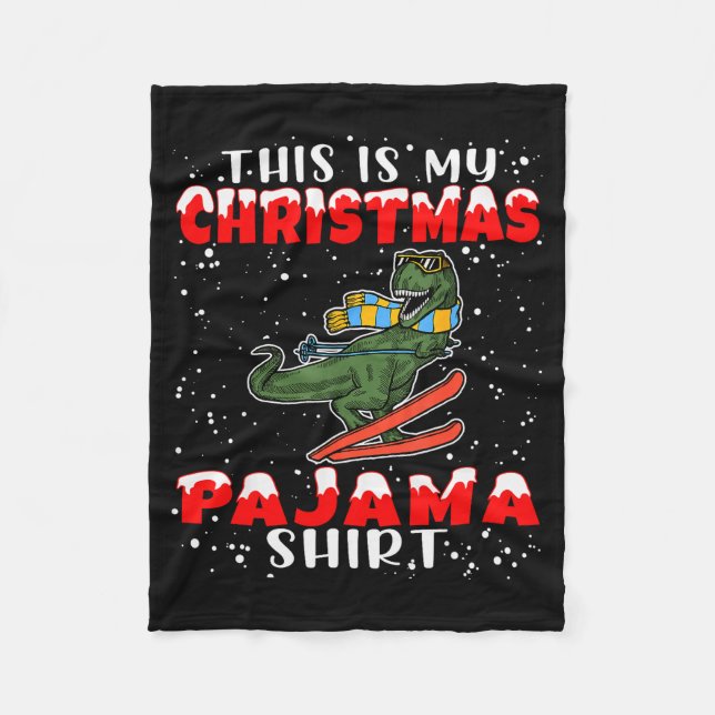 Christmas Pajama Shirt Funny Xmas Skiing Gift For  Fleecedecke (Vorderseite)