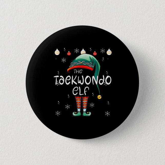 Christmas Pajama _ The Taekwondo Elf  Button (Vorderseite)
