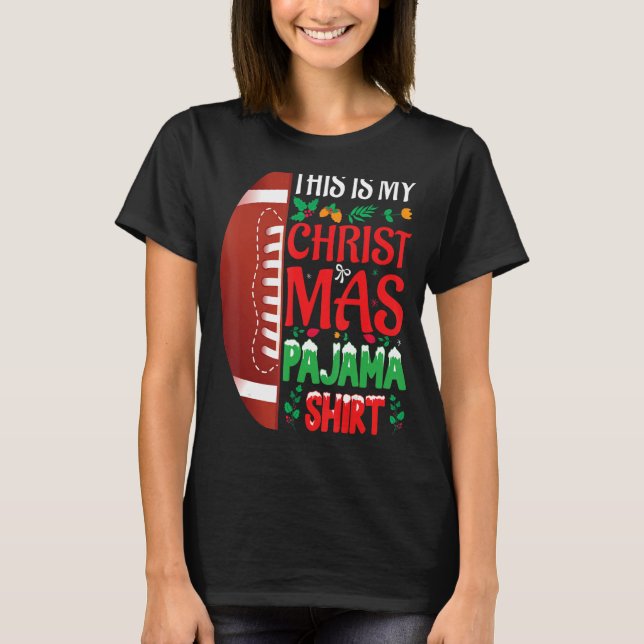 Christmas Pajama Weihnachtsmannmütze USA Football  T-Shirt (Vorderseite)