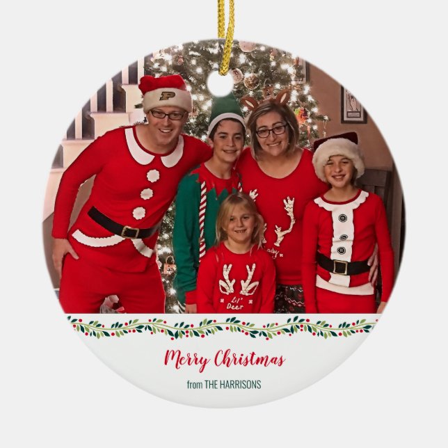 Christmas Pajamas Challenge Family Foto Keramik Ornament (Vorne)