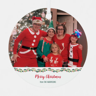 Christmas Pajamas Challenge Family Foto Ornament Aus Metall