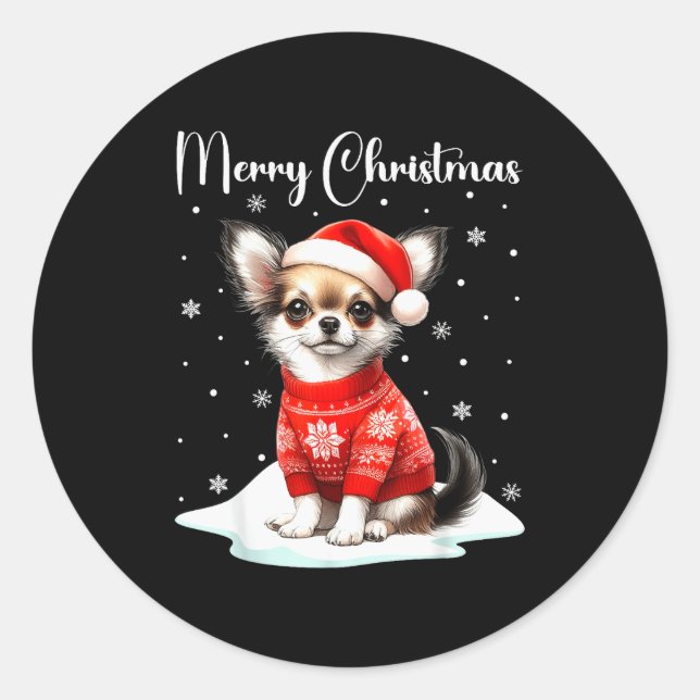Christmas Pajamas Chihuahua Christmas Outfit Chihu Runder Aufkleber (Vorderseite)