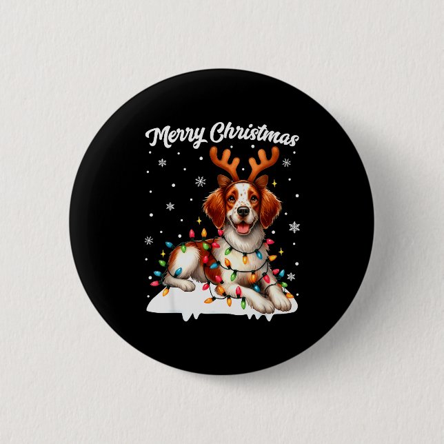 Christmas Pajamas Men Women Kids Britany Spaniel D Button (Vorderseite)