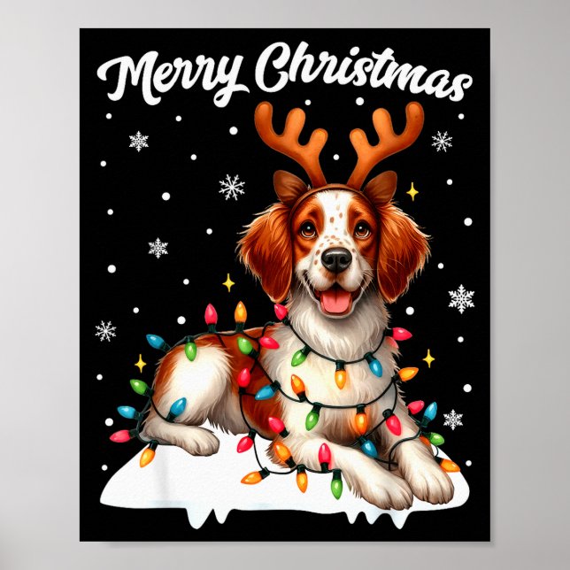 Christmas Pajamas Men Women Kids Britany Spaniel D Poster (Vorne)