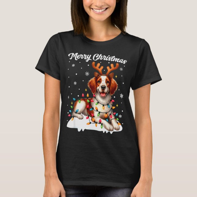 Christmas Pajamas Men Women Kids Britany Spaniel D T-Shirt (Vorderseite)